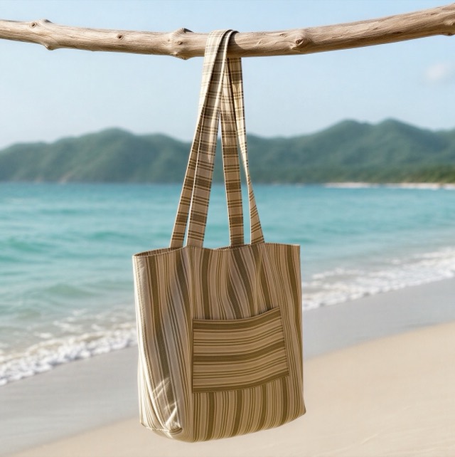Sac Plage Beige Rayé