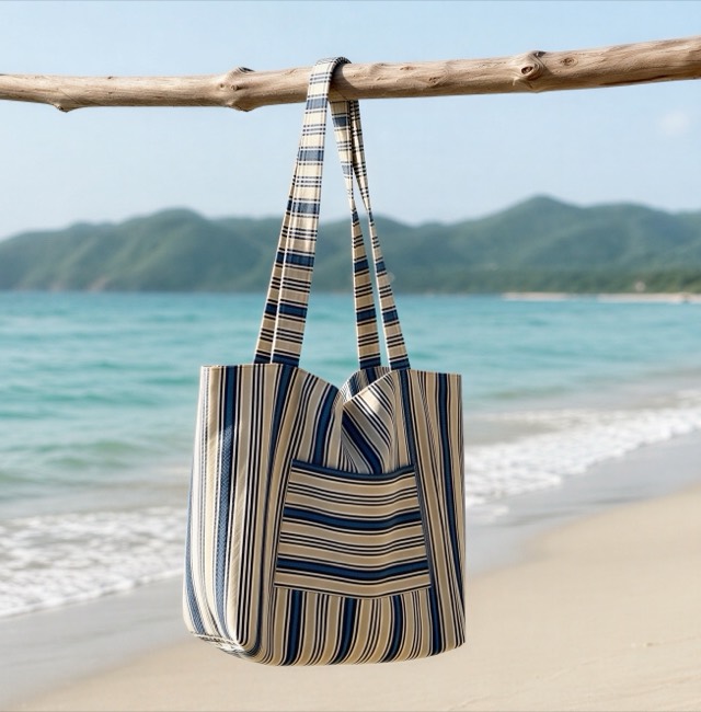 Sac Plage Bleu Rayé
