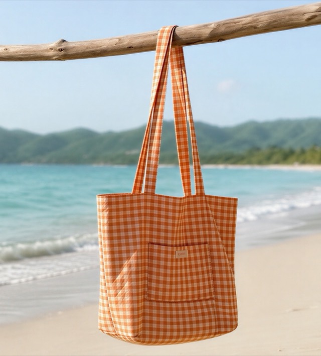 Sac Plage Orange Vichy